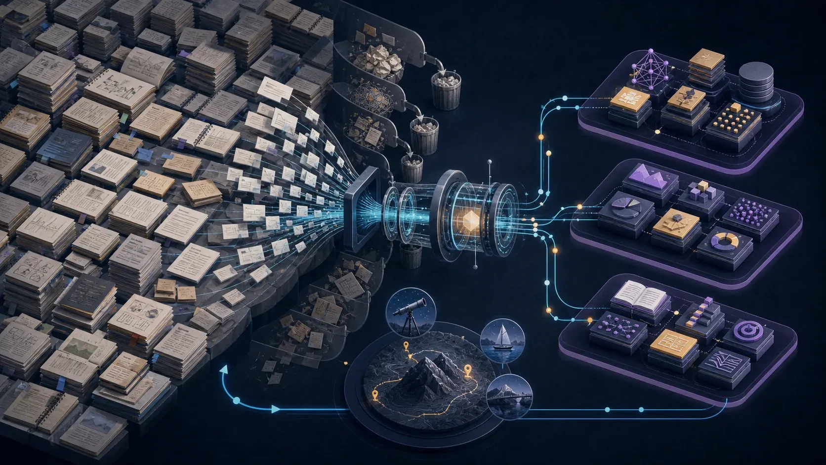 从大量博客文章中筛除低价值材料，将可重复的方法论蒸馏为 AI、可视化与学习三类 Skill