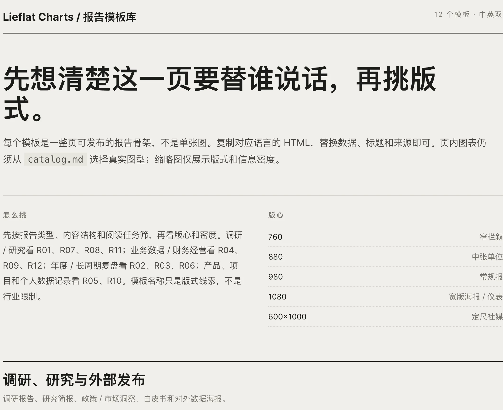 报告模板先按报告类型、内容结构和阅读任务筛选